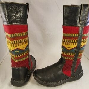 Colorful Knit and Leather Boots
